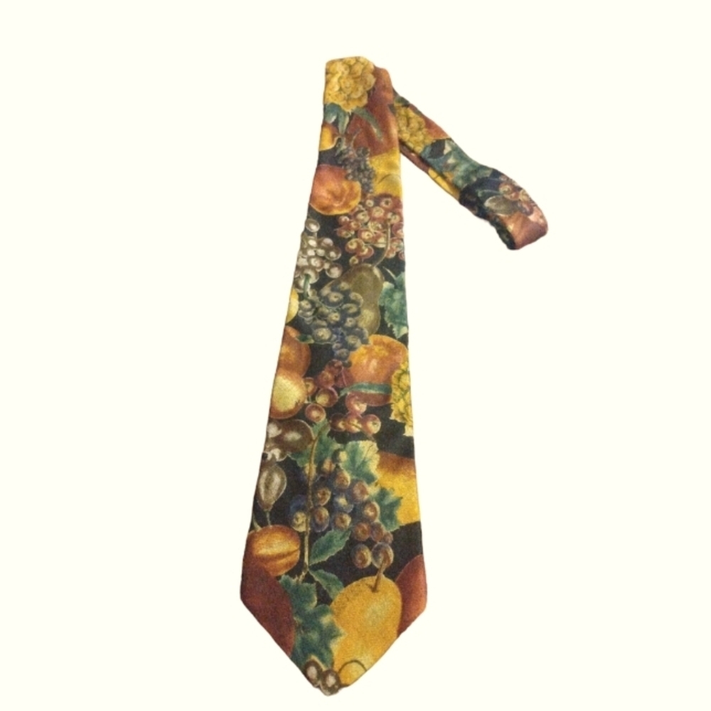 Wool Blend Tie Huntington Fruit Themed Warm Rich Colors Office Casual Artsy